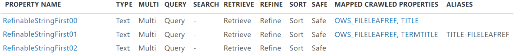 Additional RefinableString* Managed Property Variants in the Search ...
